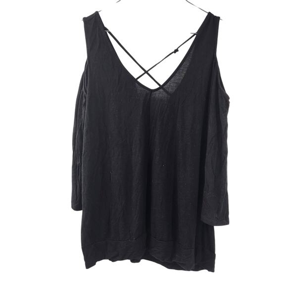 torrid Tops - TORRID Cold Shoulder Black Top Womens Size Large L (Torrid Size 0)